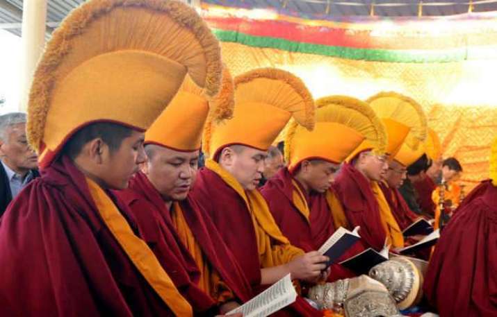 Tibetan Buddhist monks in Dharamsala during the Losar celebrations. From tribuneindia.com