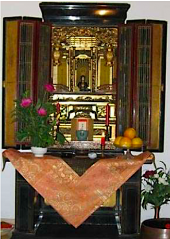 <i>Butsudan</i>: Buddhist home altar to commemorate deceased family members. From britannica.com