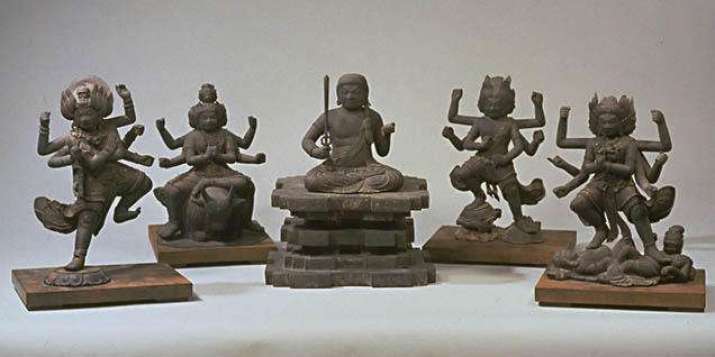 The Five Great Wisdom Kings. From left: Gundari, Daiitoku, Fudō, Kongō-yasha, and Gōzanze. From fudosama.blogspot.com