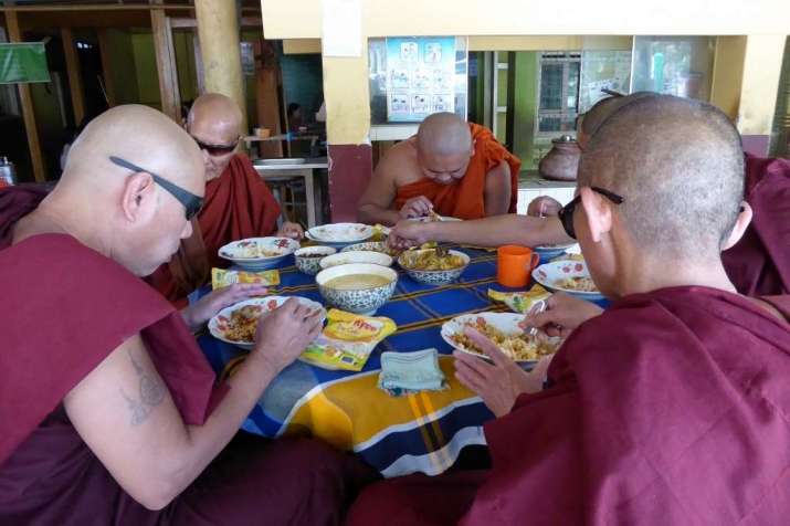 There are a number of blind monks at the school in Pyin Oo Lwin
