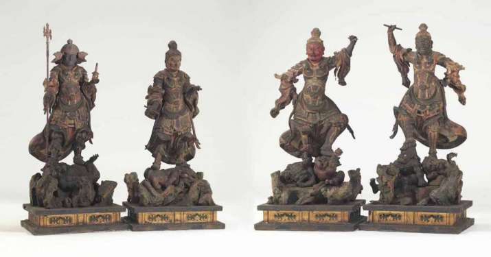 A set of the Four Guardian Kings, 14th century, Japan. From christies.com