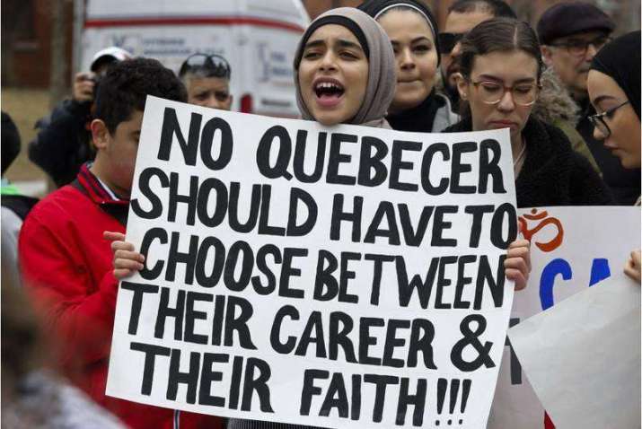 Protestors at a demonstration in Montreal denouncing Bill 21 on 7 April. From thechronicleherald.ca