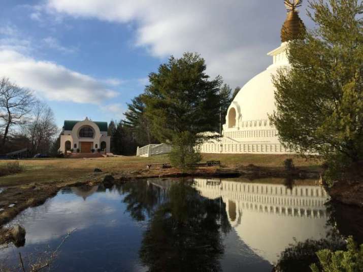 The New England Peace Pagoda, completed and inaugurated in 1985. From newenglandpeacepagoda.org