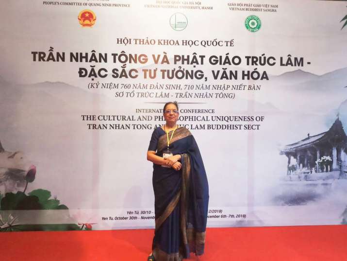 Prof. Shashi Bala attending the conference that was organised as a part of the celebrations of the birth and nirvana of the Buddhist king of Vietnam. Image courtesy of the author