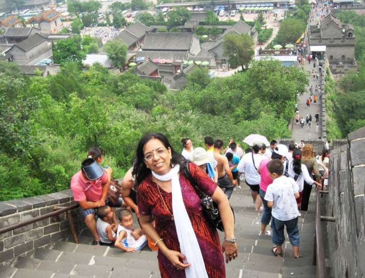 Prof. Shashi Bala at the Great Wall of China. Image courtesy of Prof. Shashi Bala