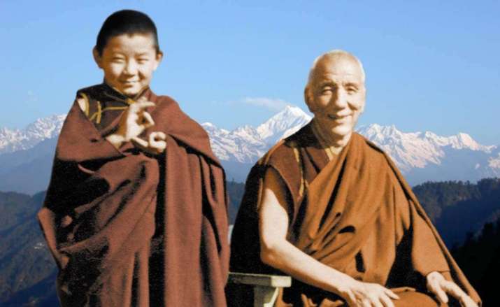 A young Sogyal Rinpoche with Jamyang Khyentse Chokyi Lodro. From sogyalrinpoche.com
