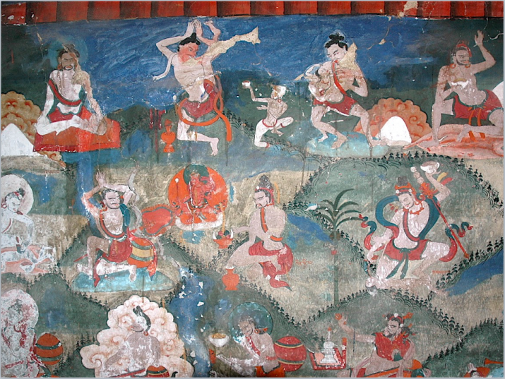 <i>Mahasiddas</i>. Mural painting, Tamzhing Monastery, Bumthang, Bhutan. 2005. Photo by Gerard Houghton for Core of Culture