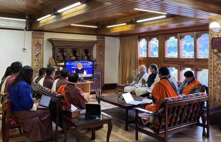 Bhutanese Prime Minister Dr. Lotay Tshering joins a video conference with South Asian Association for Regional Cooperation (SAARC) leaders to coordinate responses to the coronavirus outbreak. From instagram.com