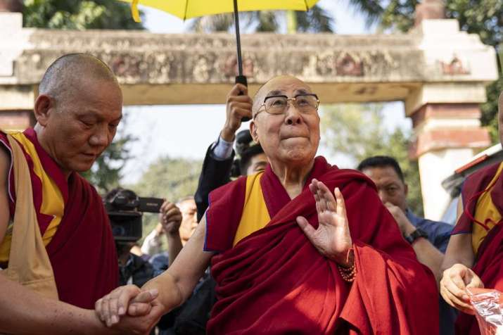 The Dalai Lama during his pilgrimage to the Mahabodhi Temple in Bodh Gaya on 17 January. From dalailama.com