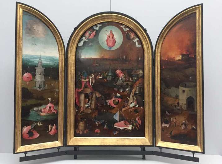 <i>The Last Judgement</i>, Hieronymus Bosch and workshop, c. 1486, oil on wood triptych, Groeningemuseum, Bruges, Belgium. Photo by the author