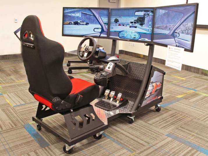 Driving simulator at the Orange County Library System. From ocls.info