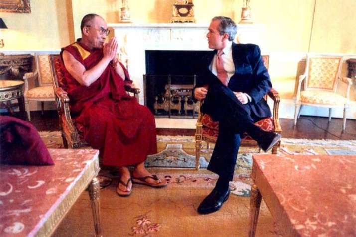 His Holiness the Dalai Lama with former president George W. Bush. From dalailama.com