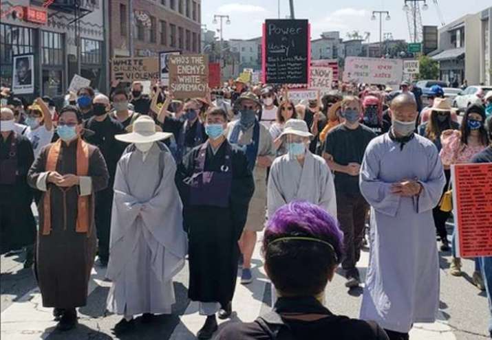 The Buddhists for Black Lives Matter silent march In Los Angeles in June 2020. From rafu.com