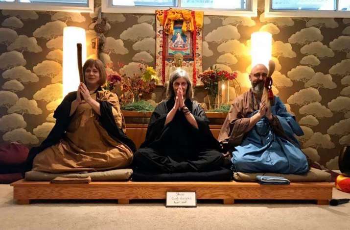 Winifred Shokai Martin, center, with Rev. Jay Rinsen Weik and Rev. Karen Do'on Weik. From facebook.com