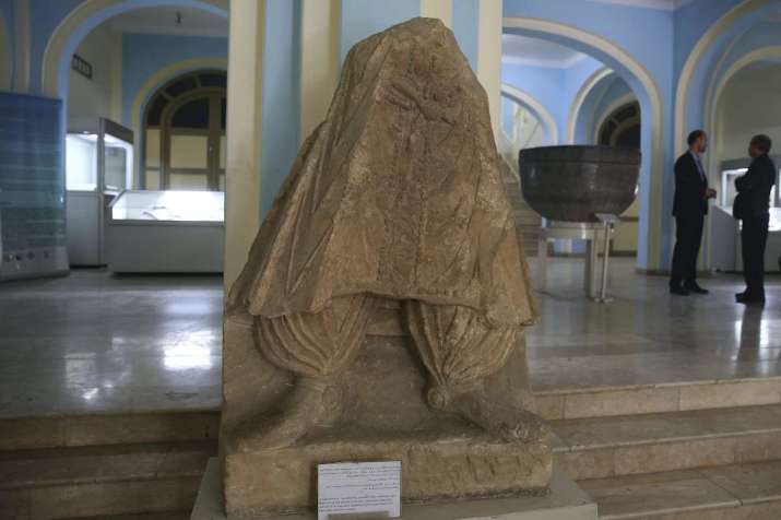 A statue that was destroyed by Taliban fighters is on display at the National Museum of Afghanistan in August 2019 after restoration. From npr.org