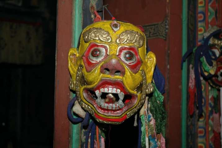 Protective Heruka mask, part of the sacrificial retinue. Yungdrung Choeling Dzong, Trongsa, Bhutan, 2006. Photo by Gerard Hougton for Core of Culture