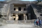 This is one of the many caves carved into the rocks by the Buddhist monks