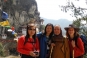 Happy hikers on the trail up to Taktshang Monastery, Paro Valley © Pearl Lam